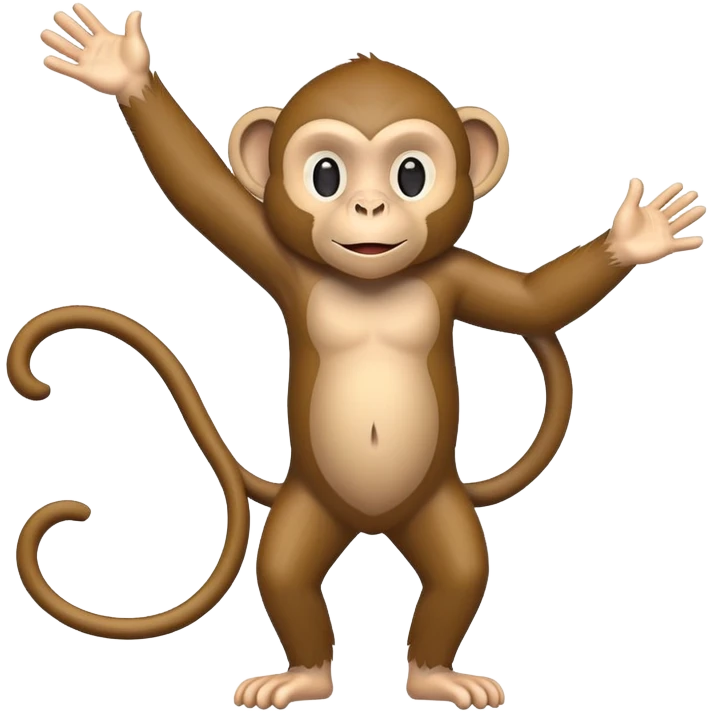 make an emoji on which a monkey stands tall and stretches his right arm into the distance in front of him emoji