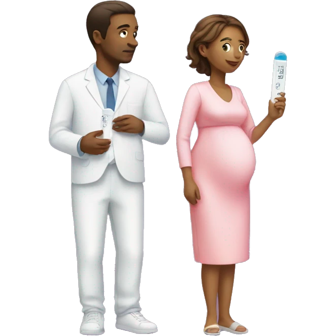 couple looking at pregnancy test emoji