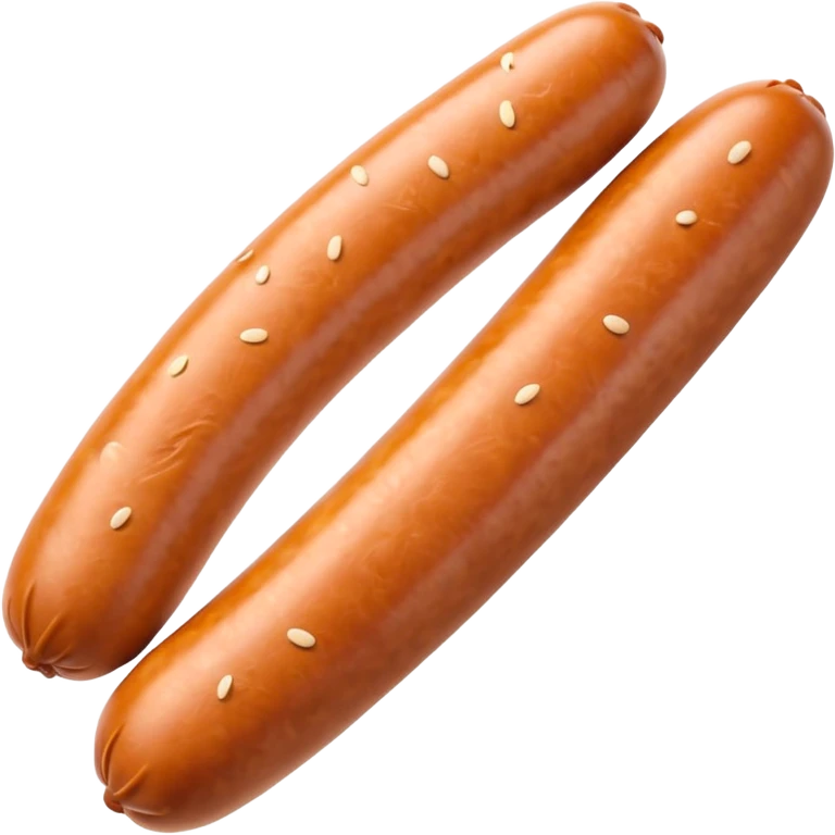 single pale sausage with smooth ivory-colored casing, slightly curved, gently browned ends, soft surface, lightly speckled, delicate finely ground filling, no plate, no garnish, no cut, whole sausage, soft lighting, subtle shadows, emoji scale emoji