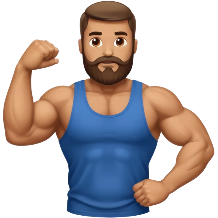 Big man with  beard showing biceps emoji