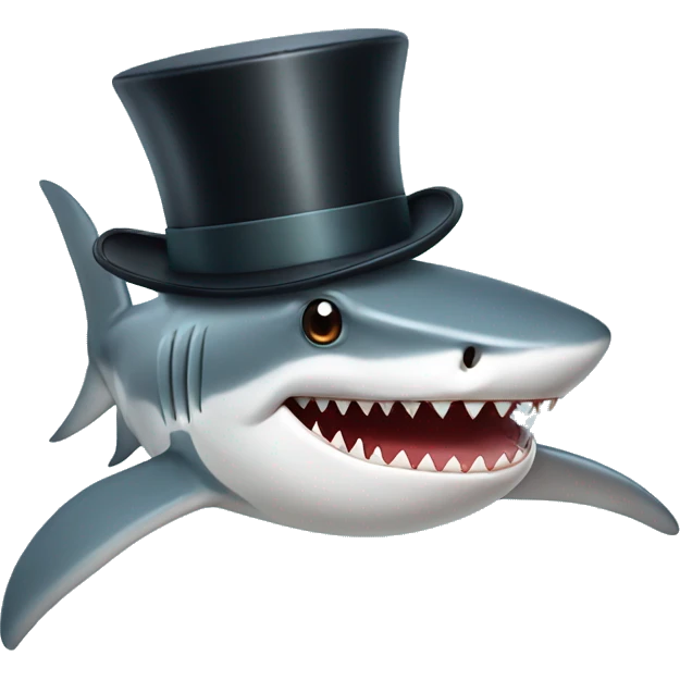 Shark with a top hat emoji