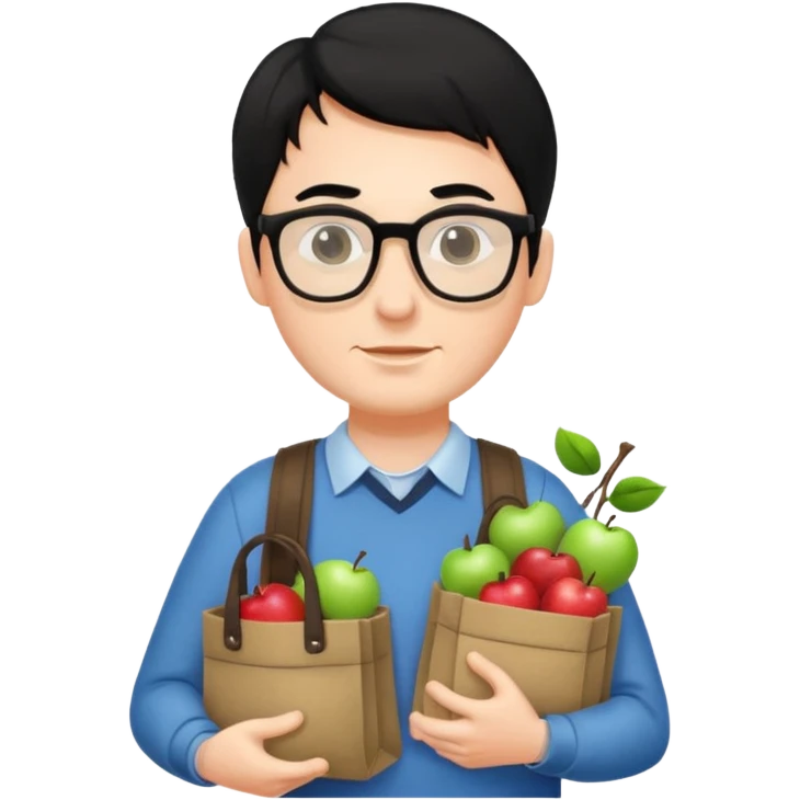 a white man with black hair carrying Apple bags emoji
