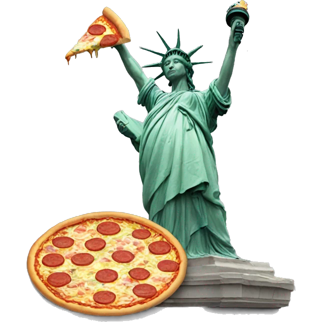 Liberty statue eating pizza emoji