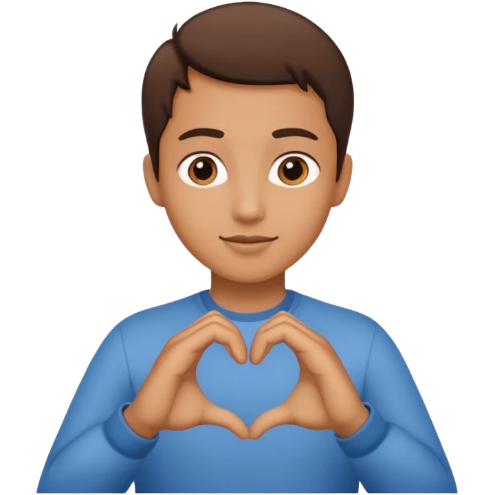 Corazón uniendo los dedos corazon y pulgar entre dos manos, cómo si se estuviera haciendo pisrola emoji