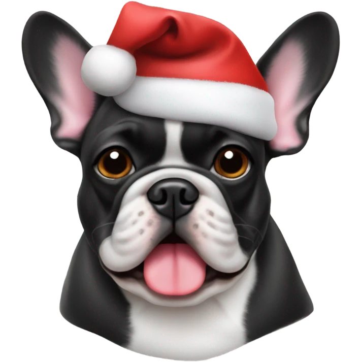 French bulldog with Santa hat emoji