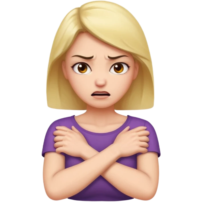 Angry Woman with her Arms crossed holding her neck emoji