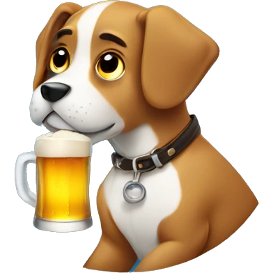 Dog drinking beer emoji