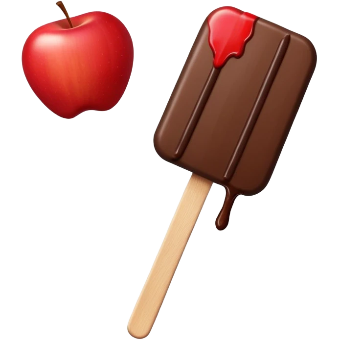 Apple on a popsicle stick covered in chocolate  emoji