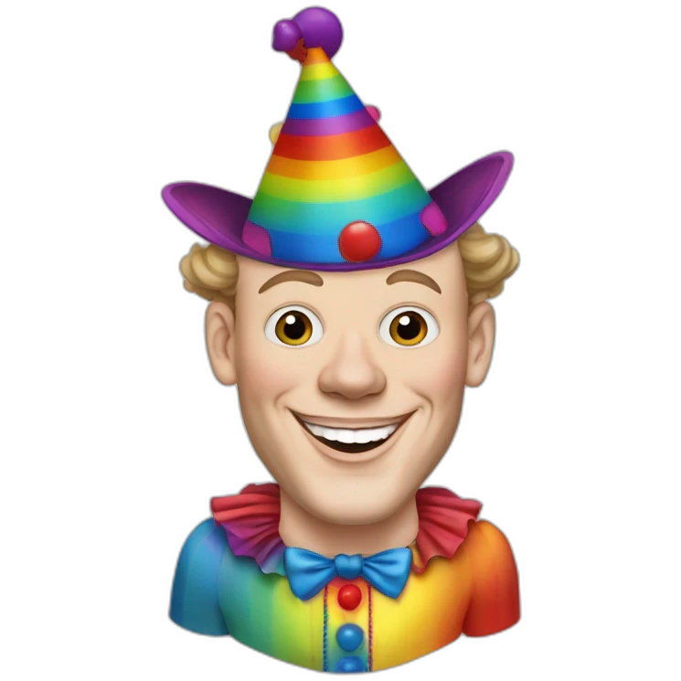 Jonathan Toews as a rainbow circus clown emoji