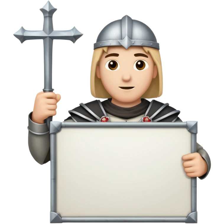 Crusader holding a large blank sign emoji