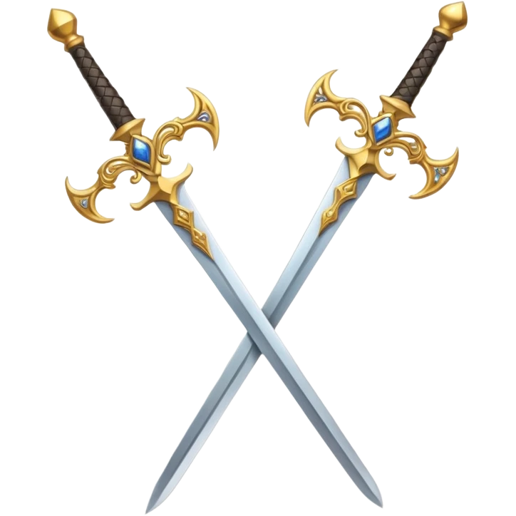 Two Golden royal swords with gold blades and gold handel emoji