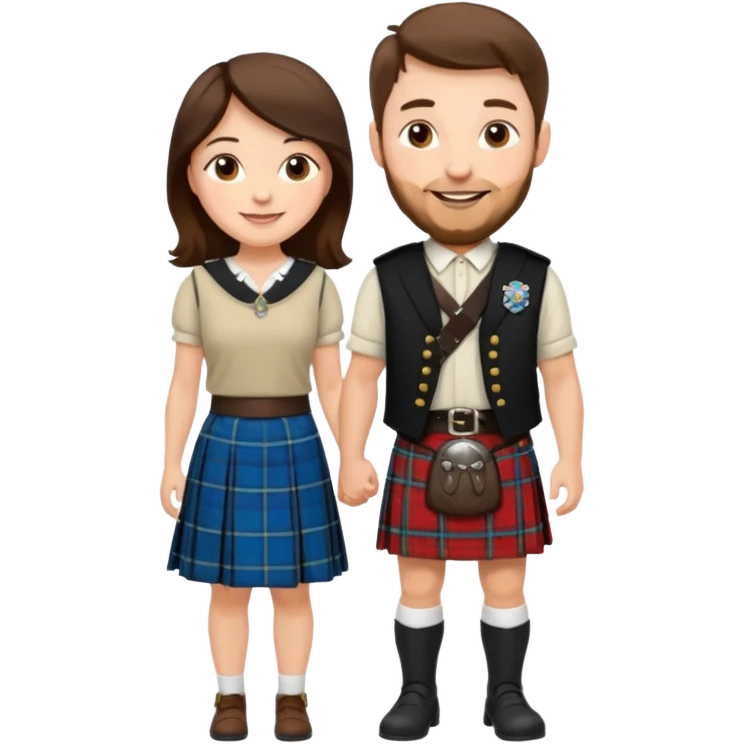 scottish man in kilt with brunette wife emoji