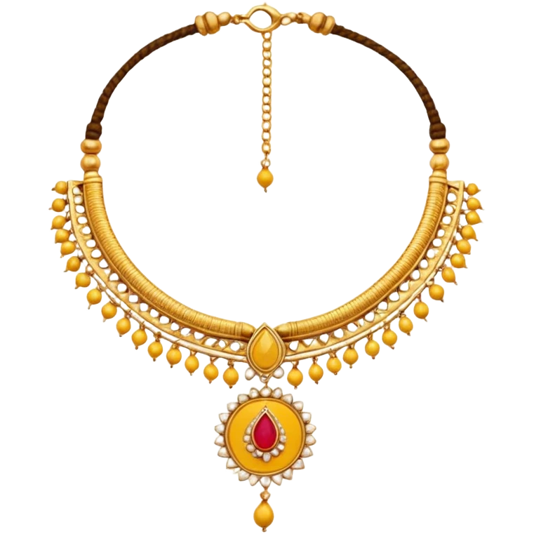 
Yellow thread necklace with two gold pendants, traditional Indian wedding thali emoji