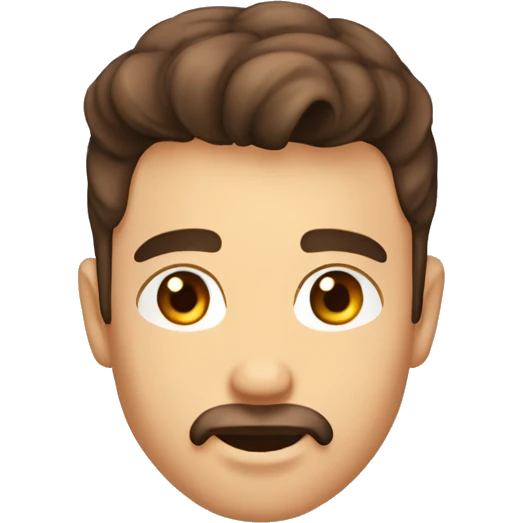 homme trentenaire brun sans barbe yeux marrons foncés emoji
