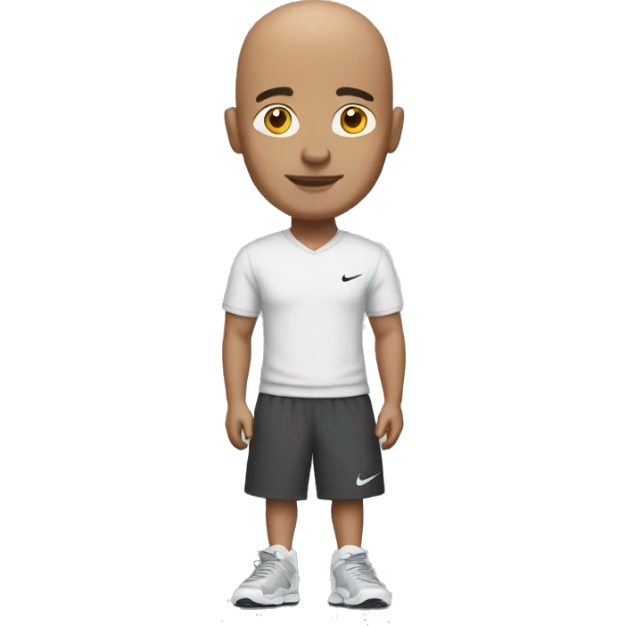 Bald guy with nike shoes in front of him emoji