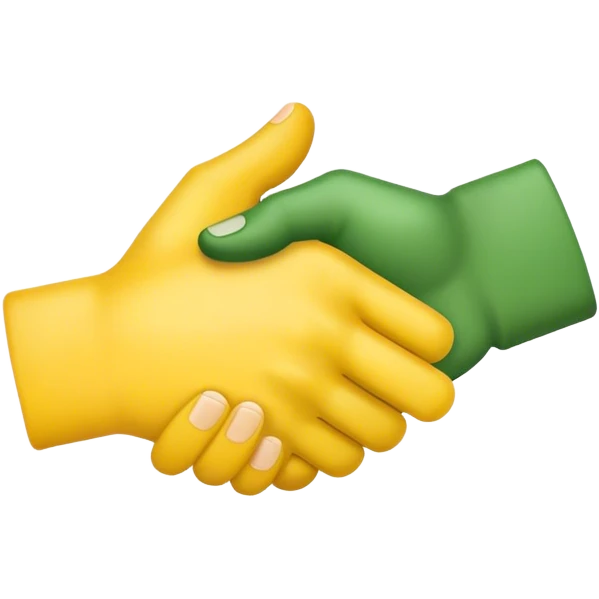 green hand and yellow hand, handshake emoji