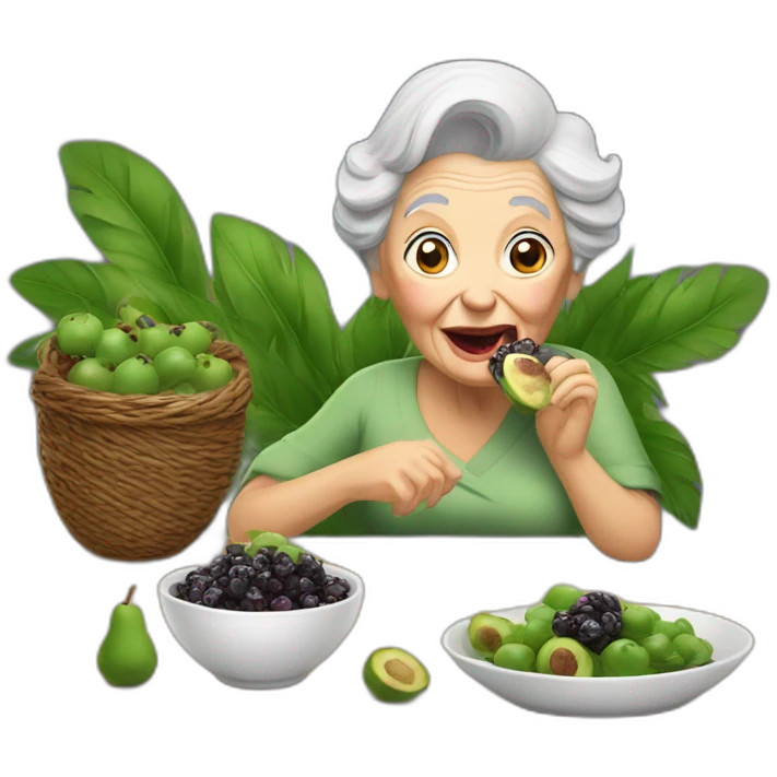 old lady eating açaí emoji