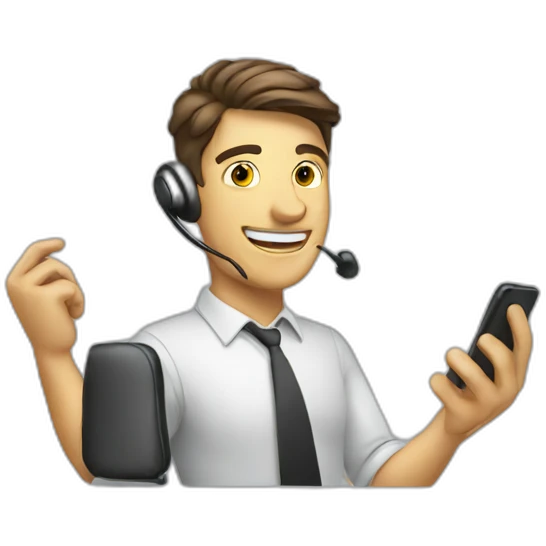 sales guy with phone emoji