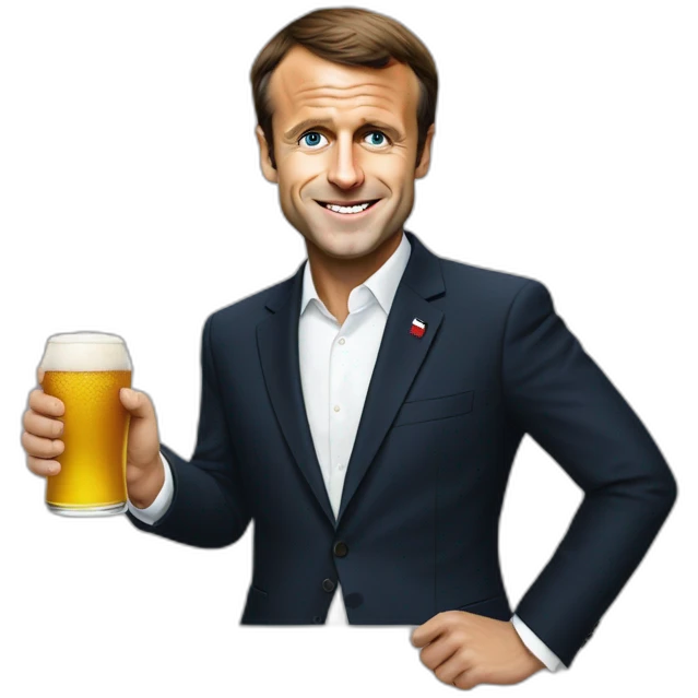 Emmanuel Macron with a beer emoji