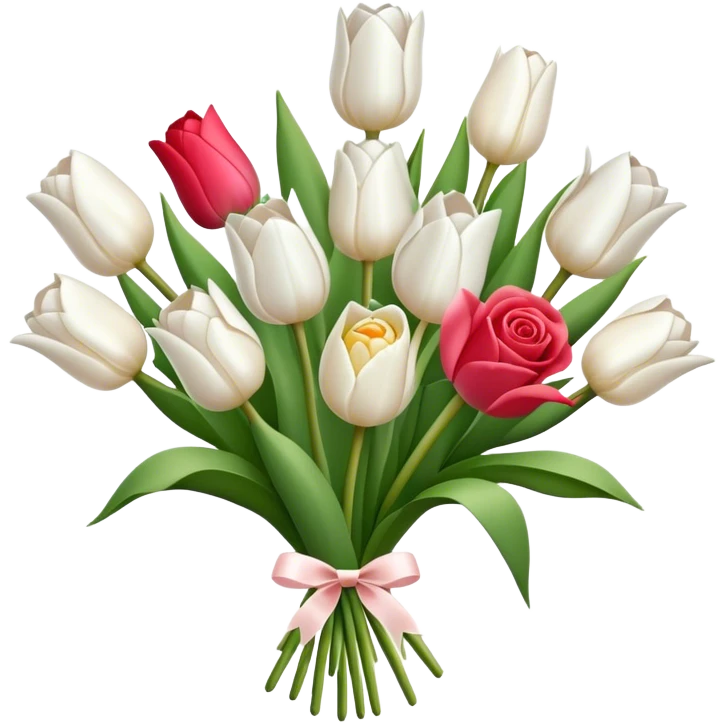 White Tulip and rose bouquet  emoji