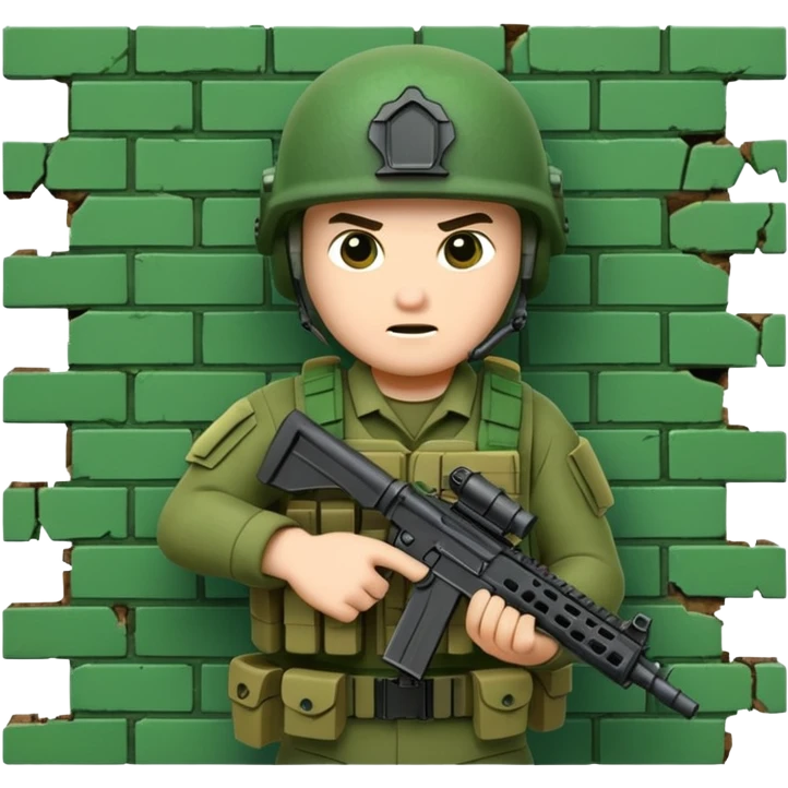 Special tactical operator bursting through a green brick wall  emoji