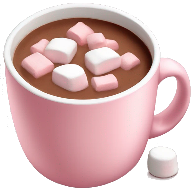 Light Pink mug of hot chocolate with marshmallows  emoji