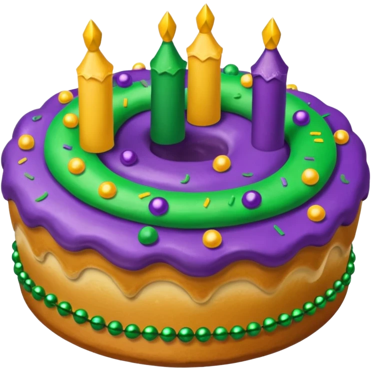 Mardi Gras purple, green and gold kingcake emoji
