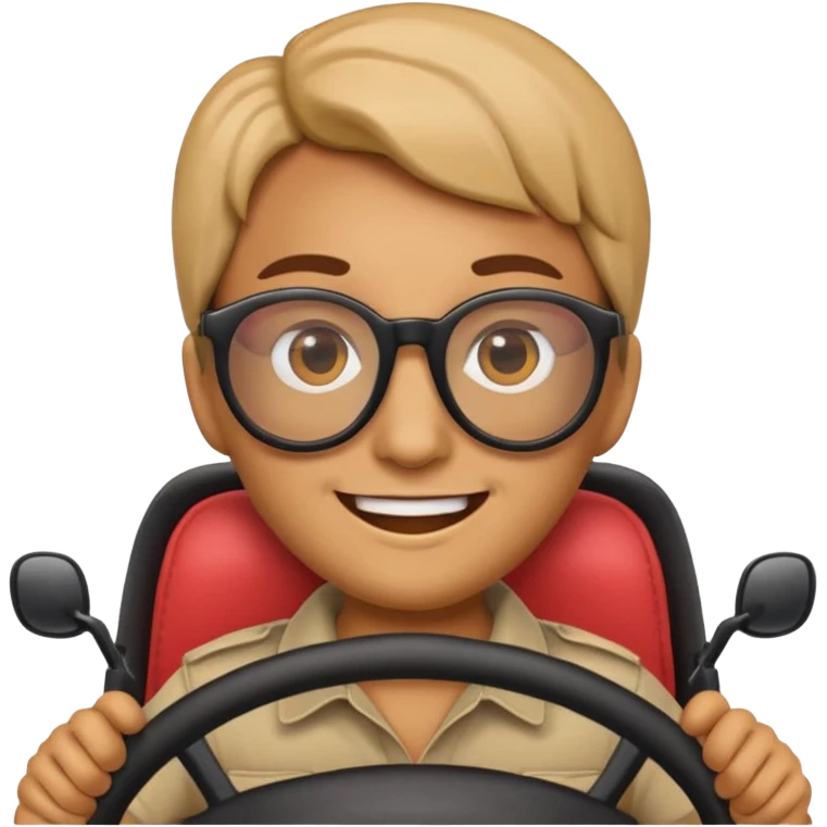 An emoji head with driving glasses, variation 6. emoji