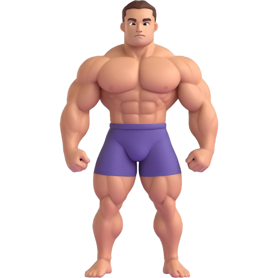 body builder, 3D emoji style emoji
