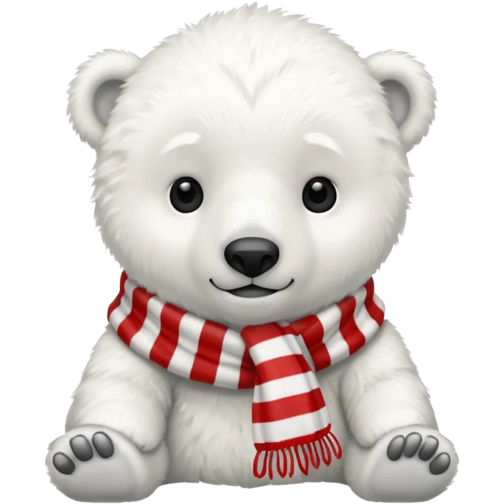 baby polar bear with red stripes scarf  emoji