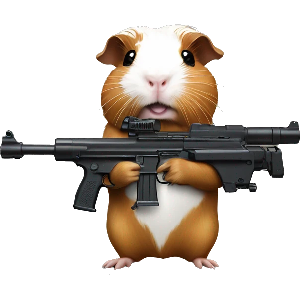 Guinea pig with machine gun emoji