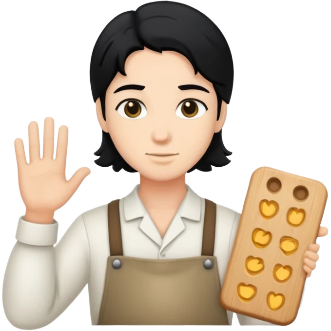 Artesã branca de cabelo preto  emoji