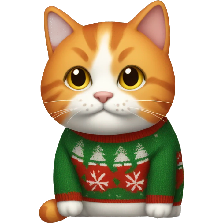 orange cat in a christmas sweater  emoji