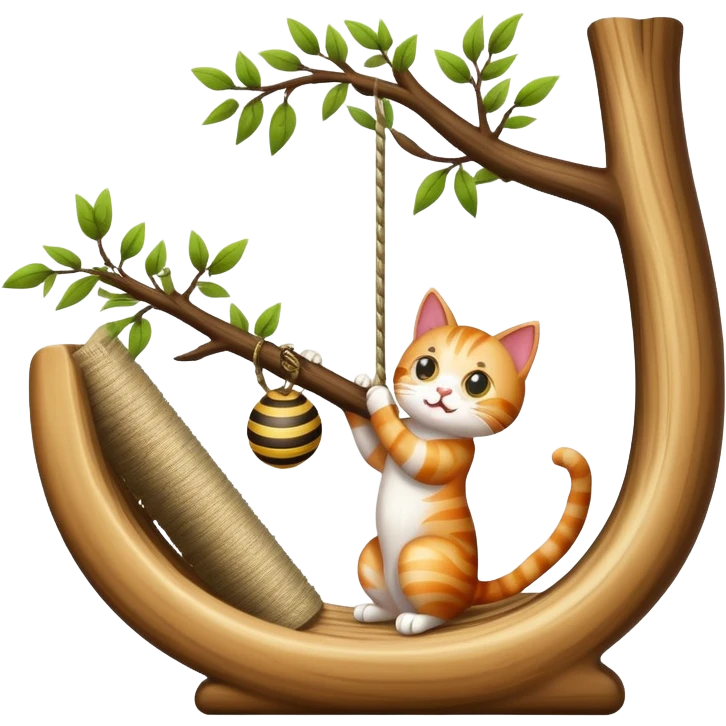 Cat playing with tree scratcher emoji