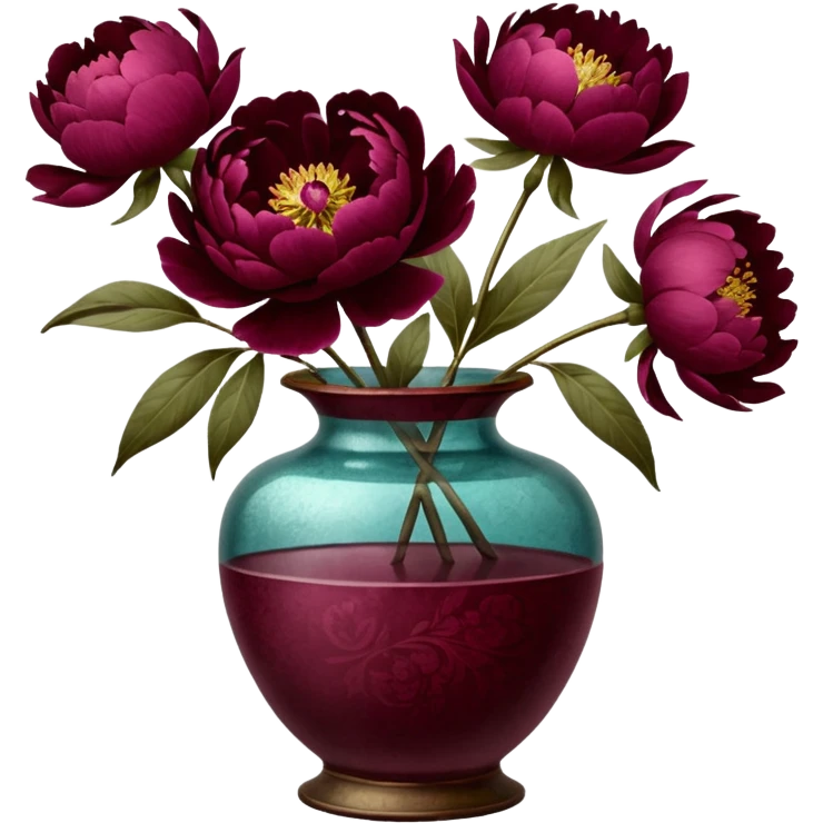 burgundy peonies in a vintage vase emoji