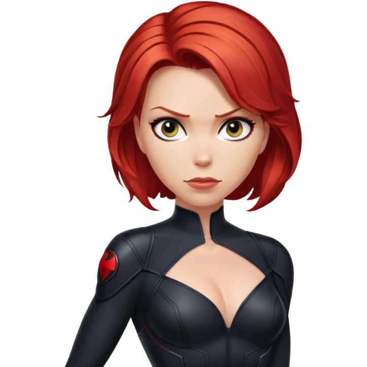Black Widow superhero from Avengers with red hair, black bodysuit emoji