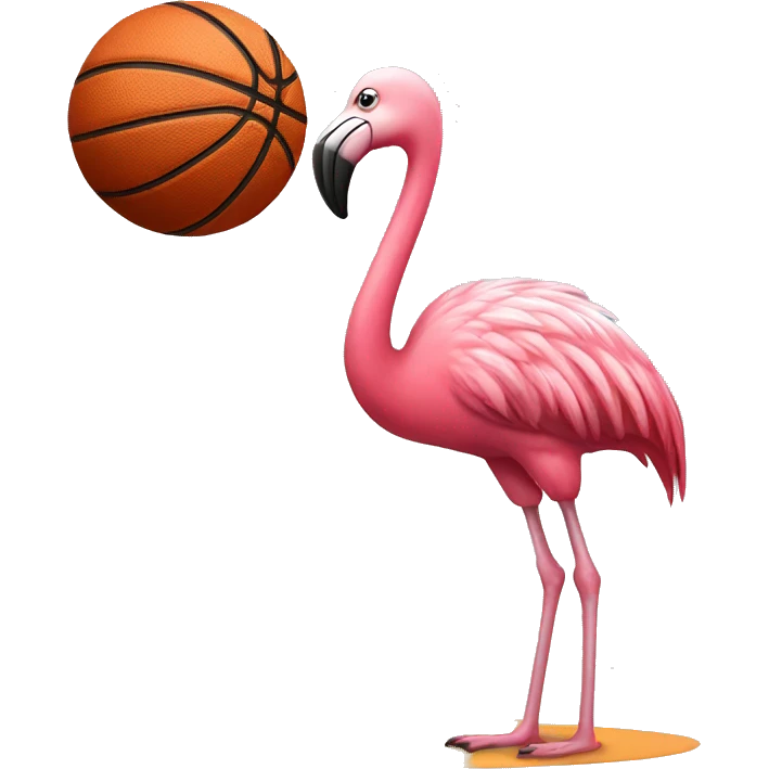 Flamingo playing basketball  emoji