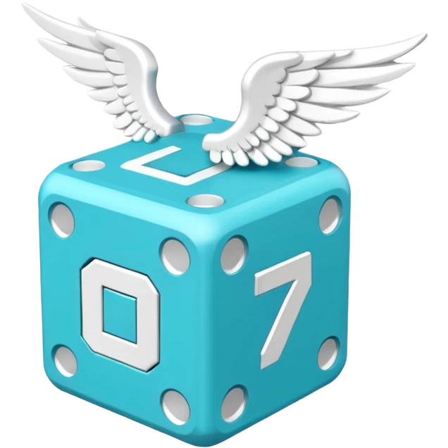 Number cyan 67 Lucky Block with white wings  emoji