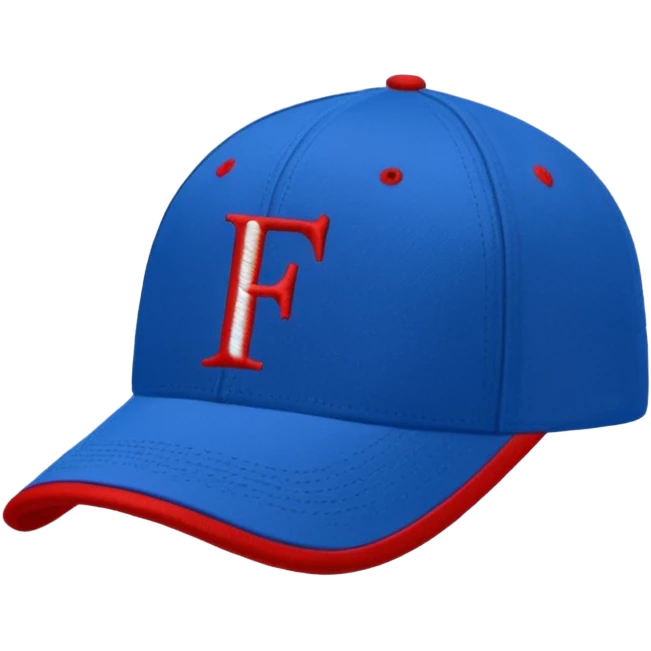 baseball cap with PW letters blue (#00A3E0) and red (#F9423A) emoji