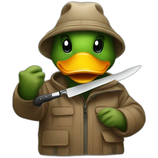 Duck holds a knife in his mouth emoji
