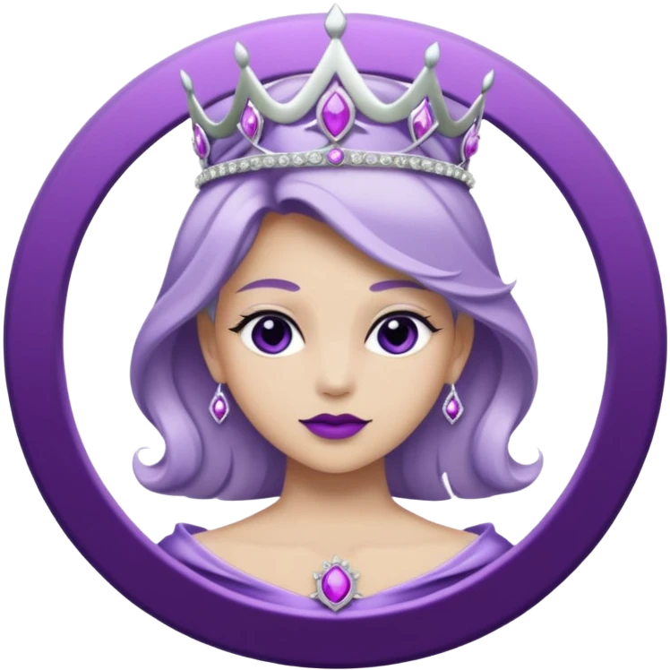 Purple shadow rose silver circle plaque with silver tiara emoji
