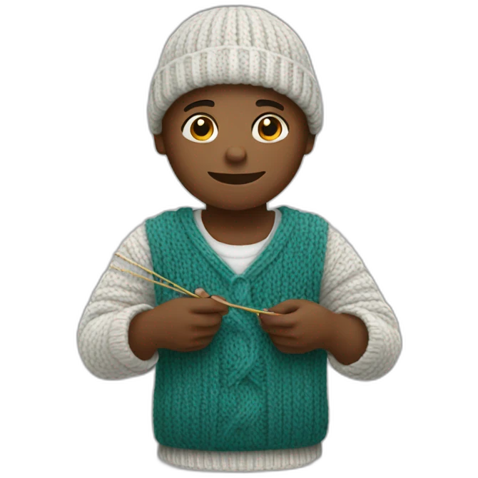 White Black boy knitting emoji