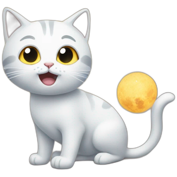Cat catches comet emoji