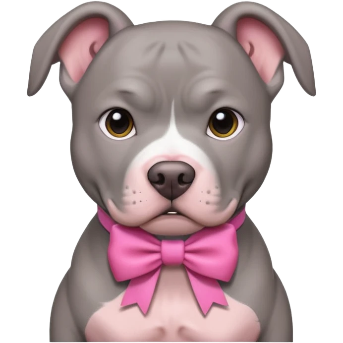 Grey pitbull with a pink bow emoji