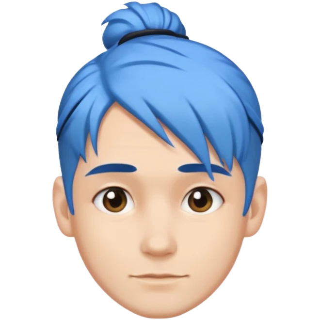 a man with blue one bun hair emoji