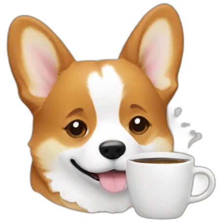 corgi drinks coffee emoji