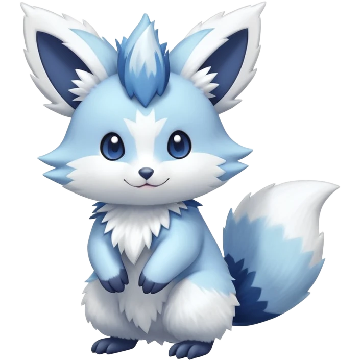 Shiny White Pastel Snowy Icy Sparkly Cute Furret-Meowstic-Zangoose-Hybrid (Full body) emoji