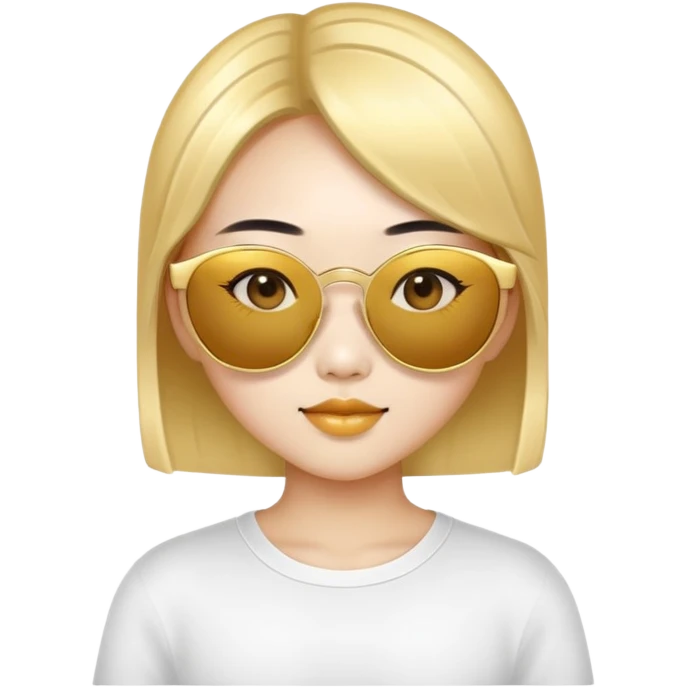 Asain gurl with gold sunglasses  emoji