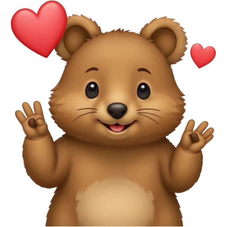 Cute quokka saying ok with hearts emoji