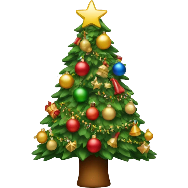 A Christmas tree with a lot of decorations on it emoji